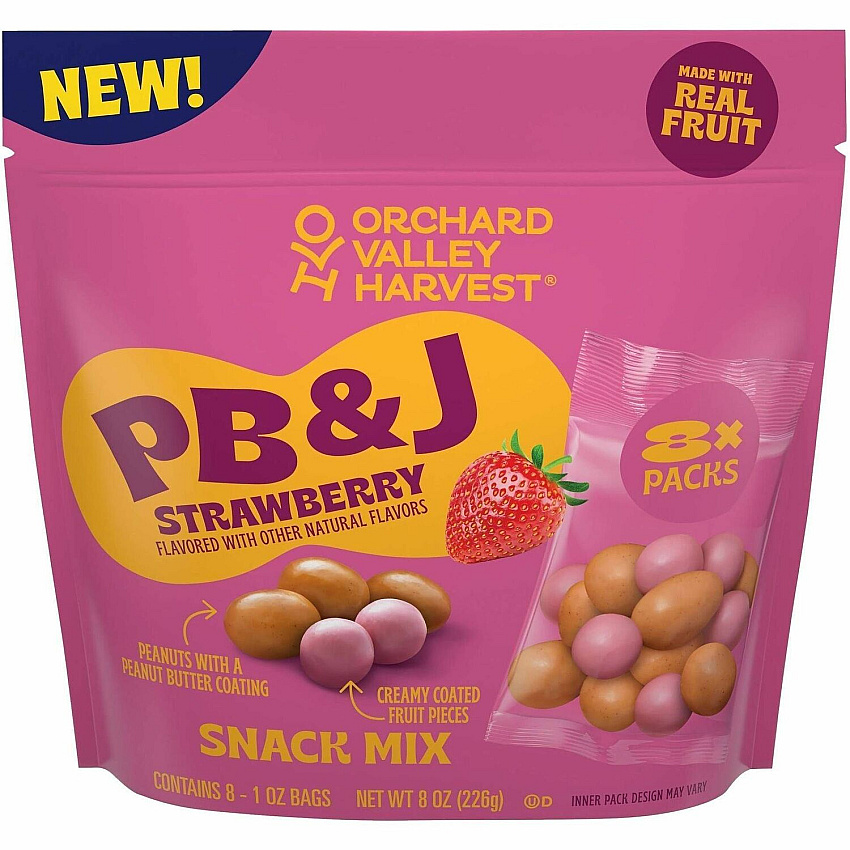 Orchard Valley Harvest Snack Box No Artificial Flavor - Strawberry, Crunchy Peanut Butter - 1 oz - 8/Bag - 16 / Carton (22002942)
