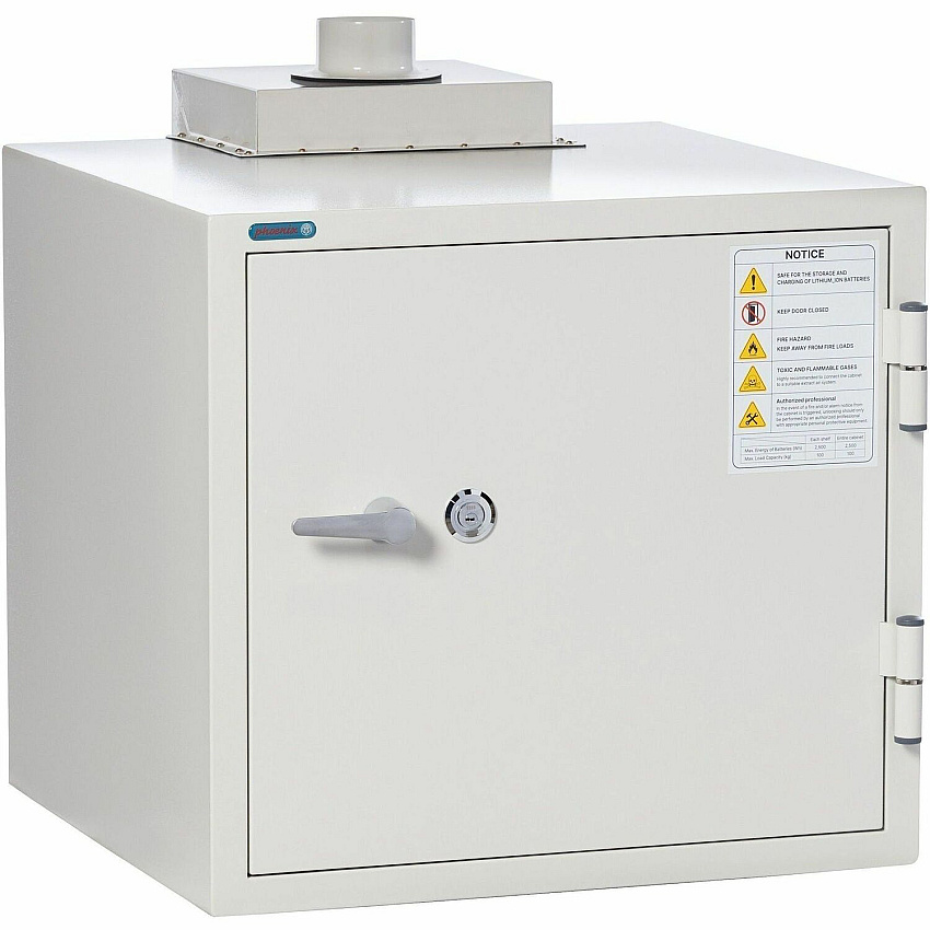 Phoenix Battery Commander Safe 3.20 ft? - Key Lock - Explosive Resistant, Fire Resistant, Heat Resistant - for Document - Internal Size 17.50" Height x 20" Width x 15.70" Depth - Overall Size 27.3" Height x 27.3" Width x 28" Depth - White - Stee (BSS6100)