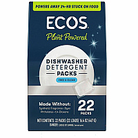 ECOS PRO Dishwasher Detergent Packs For Dishwasher - Powder - Free & Clear Scent - Recommended For: Food Remover, Grease Remover, Grime Remover, Stain Remover - No-rinse, Dye-free, Phthalate-free, Cruelty-free - White - 22 Packs/Box - 6 / Carton (969906)