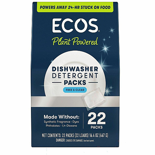 ECOS PRO Dishwasher Detergent Packs For Dishwasher - Powder - Free & Clear Scent - Recommended For: Food Remover, Grease Remover, Grime Remover, Stain Remover - No-rinse, Dye-free, Phthalate-free, Cruelty-free - White - 22 Packs/Box - 6 / Carton (969906)