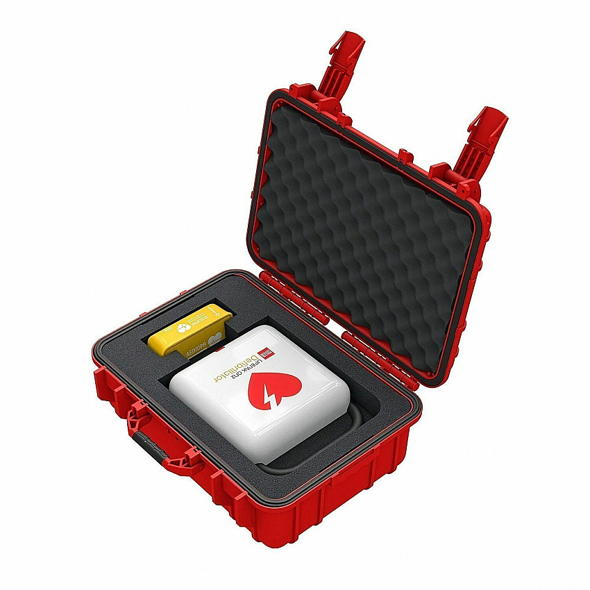 CARDIACT Alarmed LIFEPAK CR2 Auto Bilingual AED Kit with Cellular Automatic - Red - 1 Each (CARG023)