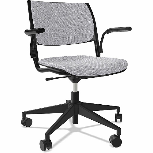 NIMA Swivel-Base Desk-Height Chairs Gray Seat Color - Fabric Seat Material - Nero Frame Color - Steel Frame Material - Black - Plastic - Armrest - 1 Carton (1160)