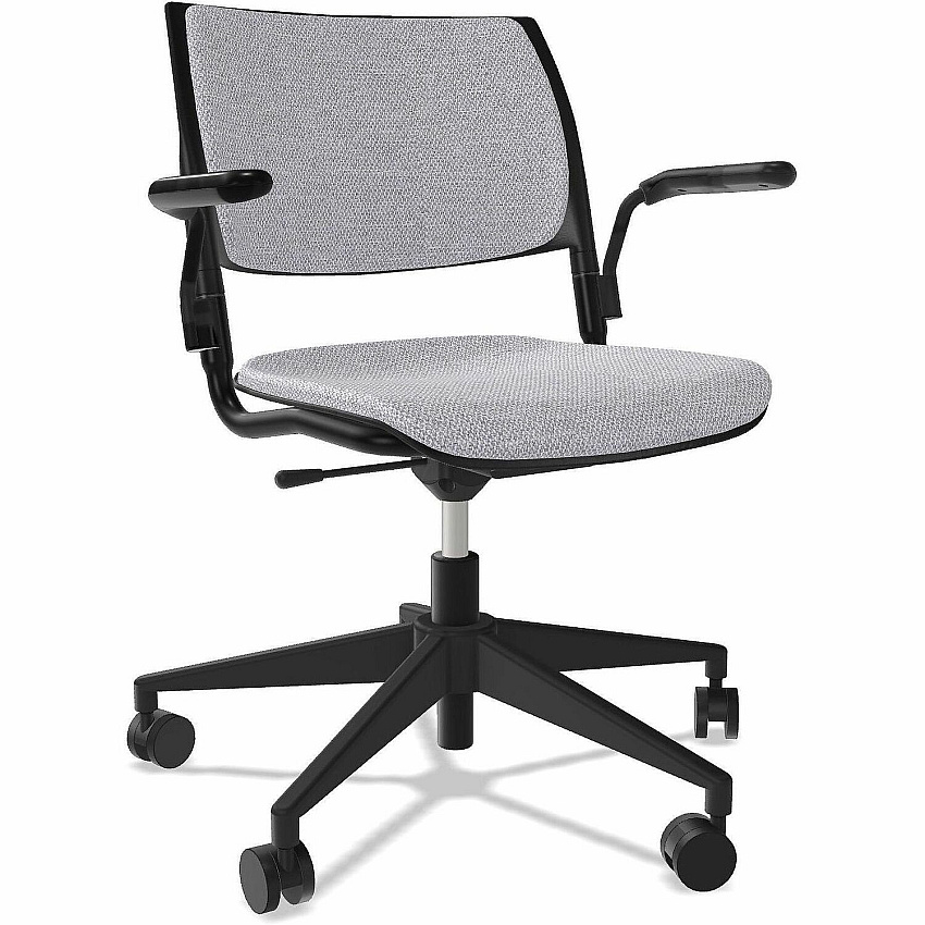 NIMA Swivel-Base Desk-Height Chairs Gray Seat Color - Fabric Seat Material - Nero Frame Color - Steel Frame Material - Black - Plastic - Armrest - 1 Carton (1160)