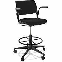 NIMA Swivel-Base Stools Black Seat Color - Fabric Seat Material - Nero Frame Color - Steel Frame Material - Black - Plastic - Armrest - 1 Carton (1170)