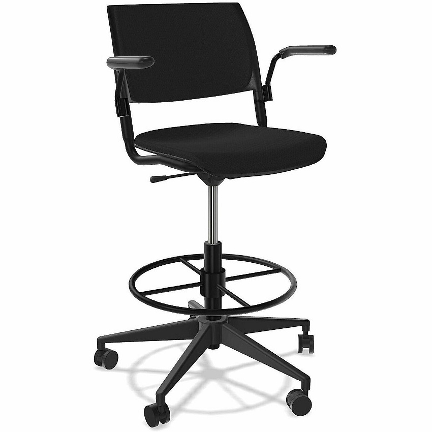 NIMA Swivel-Base Stools Black Seat Color - Fabric Seat Material - Nero Frame Color - Steel Frame Material - Black - Plastic - Armrest - 1 Carton (1170)