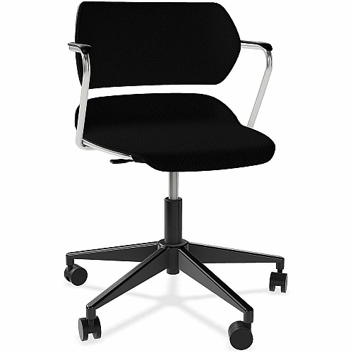 Acton Caster-Base Task Chairs Chrome Frame Color - 5-star Base - Black - Plastic, Fabric - Armrest - 1 Carton (2050)