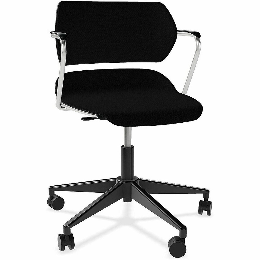 Acton Caster-Base Task Chairs Chrome Frame Color - 5-star Base - Black - Plastic, Fabric - Armrest - 1 Carton (2050)