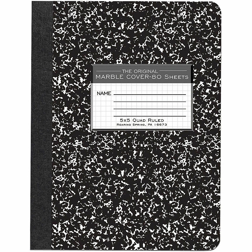 Roaring Spring Quad-Ruled Composition Notebooks 80 Sheets - 160 Pages - Sewn/Tapebound - Both Side Ruling Surface - Quad Ruled Front Ruling - Red Margin - 15 lb Basis Weight - 9 3/4" x 7 1/2" Sheet Size - 9.8" Width x 7.5" Depth - White Paper -  (77227CT)