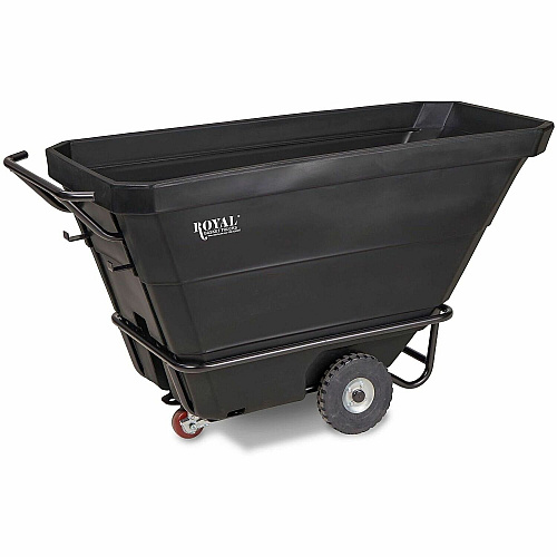 Royal Basket Trucks Tilt Trucks 0.50yd? Volume Capacity - Polyethylene, Plastic - 68" Length x 29" Width x 30" Depth x 36" Height - Steel Frame - Black - 1 Each (R05RGXTXQ4R1)