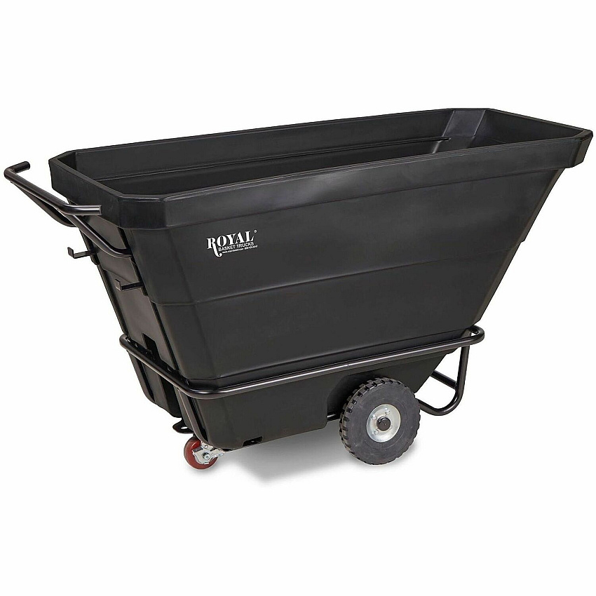 Royal Basket Trucks Tilt Trucks 0.50yd? Volume Capacity - Polyethylene, Plastic - 68" Length x 29" Width x 30" Depth x 36" Height - Steel Frame - Black - 1 Each (R05RGXTXQ4R1)