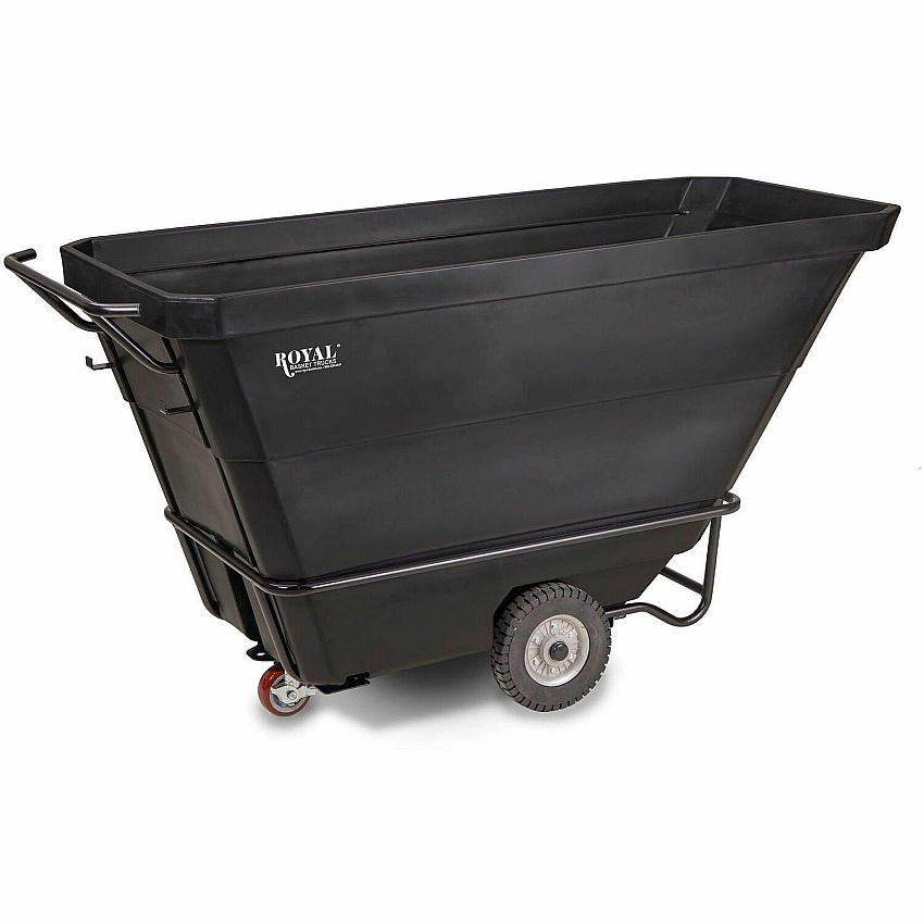 Royal Basket Trucks Tilt Trucks 1yd? Volume Capacity - Polyethylene, Plastic - 78" Length x 33" Width x 37" Depth x 43" Height - Steel Frame - Black - 1 Each (R10RGXTTT5R1)
