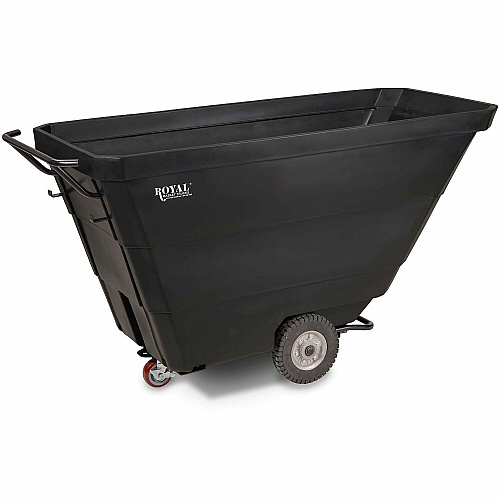 Royal Basket Trucks Tilt Trucks 1yd? Volume Capacity - Polyethylene, Plastic - 78" Length x 33" Width x 37" Depth x 43" Height - Steel Frame - Black - 1 Each (R10RGXTUT5R1)