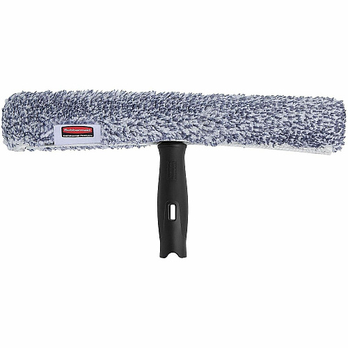 Rubbermaid Commercial HYGEN Microfiber Glass Washer 1.5" Height x 7.1" Width x 14.8" Length - Streak-free, Absorbent, Durable, Ergonomic Handle, Reusable, Washable - Compatible with Glass - Black - 1Each - 1 Each (2221945)