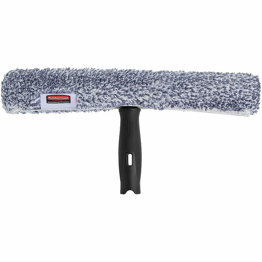 Rubbermaid Commercial HYGEN Microfiber Glass Washer 1.5" Height x 7.1" Width x 14.8" Length - Streak-free, Absorbent, Durable, Ergonomic Handle, Reusable, Washable - Compatible with Glass - Black - 1Each - 1 Each (2221945)