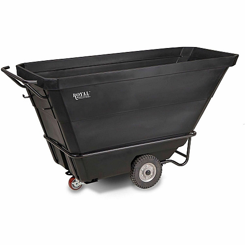Royal Basket Trucks Tilt Trucks 1yd? Volume Capacity - Polyethylene, Plastic - 78" Length x 33" Width x 37" Depth x 43" Height - Steel Frame - Black - 1 Each (R10RGXTXQ5R1)