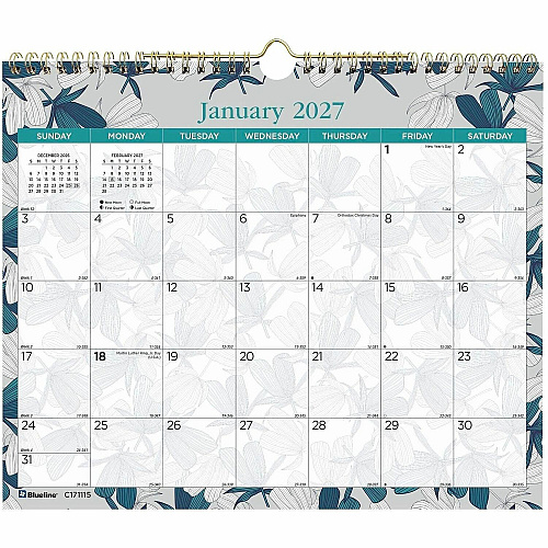 Blueline Garden Monthly Wall Calendar (C171115)