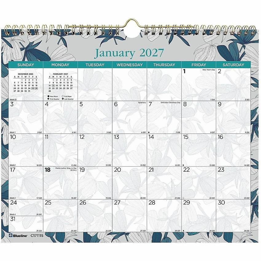 Blueline Garden Monthly Wall Calendar (C171115)