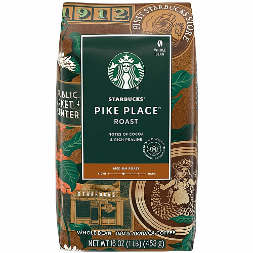 Starbucks Whole Bean Pike Place Roast Whole Bean Coffee (12411946CT)