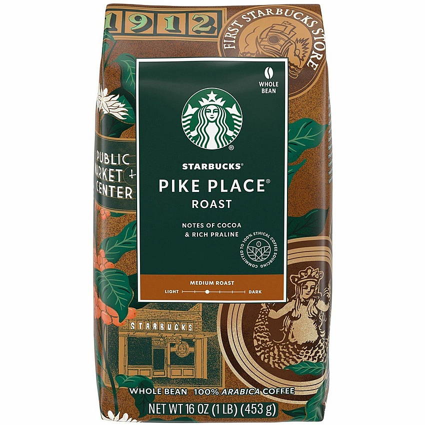 Starbucks Whole Bean Pike Place Roast Whole Bean Coffee (12411946CT)