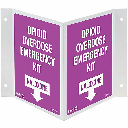 Aero Overdose Kit 3-Way Wall Sign Print/Message "OPIOID OVERDOSE EMERGENCY KIT NALOXONE" - 43" Width x 61" Height - White, Purple Print/Message Color - Wall - Durable - Public Space, Workplace, Community Center - 1 Each (SFODWS01)
