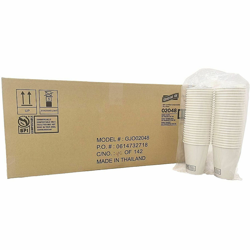 Genuine Joe BPI Certified Compostable Paper Cups (02048)