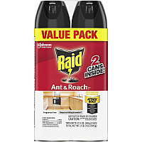 Raid Ant & Roach Killer Spray Aerosol - Kills Ants, Cockroaches, Water Bugs, Palmetto Bug, Silverfish, Carpet Beetle, Earwig, Spider, Lady Beetle, Black Widow Spider - 17.50 fl oz - Red - 2 / Pack (385310)