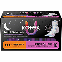 U by Kotex Ultra Thin Overnight Pads With Wings - Overnight - Absorbent, Anti-leak, Hypoallergenic, Chlorine-free - 16 / Box (58229)