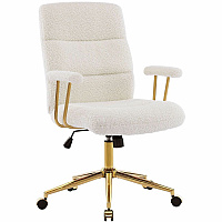 Techni Mobili Textured Boucle Office Chair White Seat Color - Plush, Foam Seat Material - White Back Color - Foam, Plush Back Material - 5-star Base - White, Gold - Nylon - Armrest - 1 Each (3270CWHT)