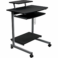Techni Mobili Compact Computer Cart 120 lb Load Capacity - 4 Casters - Medium Density Fiberboard (MDF), Polyvinyl Chloride (PVC), Laminate, Veneer, Engineered Wood - 28" Width x 20.75" Depth x 35.75" Height - Steel Frame - Graphite - 1 Each (2018GPH06)
