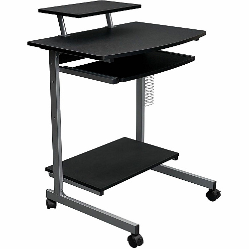 Techni Mobili Compact Computer Cart 120 lb Load Capacity - 4 Casters - Medium Density Fiberboard (MDF), Polyvinyl Chloride (PVC), Laminate, Veneer, Engineered Wood - 28" Width x 20.75" Depth x 35.75" Height - Steel Frame - Graphite - 1 Each (2018GPH06)
