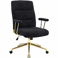 Techni Mobili Textured Boucle Office Chair Black Seat Color - Plush, Foam Seat Material - Black Back Color - Foam, Plush Back Material - 5-star Base - Gold, Black - Nylon - Armrest - 1 Each (3270CBK)