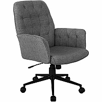 Techni Mobili Modern Upholstered Tufted Chair 5-star Base - Gray - Polyester, Foam, Fabric - Armrest - 1 Each (2024GRY)