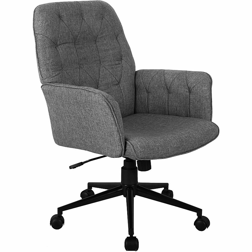 Techni Mobili Modern Upholstered Tufted Chair 5-star Base - Gray - Polyester, Foam, Fabric - Armrest - 1 Each (2024GRY)