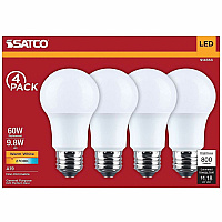 Satco 9.8W A19 LED Frosted Bulbs (S14353)