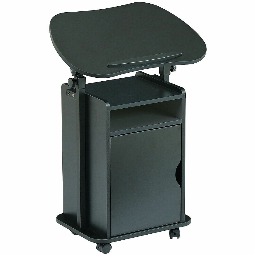 Techni Mobili Sit-to-Stand Adjustable Laptop Cart 140 lb Load Capacity - 4 Casters - 23.50" Width x 15.75" Depth x 45" Height - Black - 1 Each (B007BK)