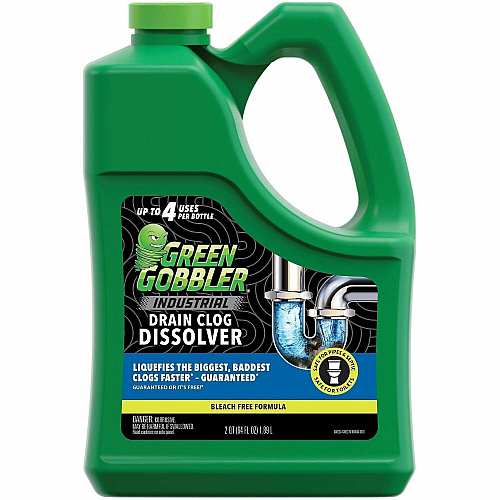 Green Gobbler Industrial Drain Clog Dissolver For Toilet, Sink, Shower, Tub, Multipurpose - Gel - 64 fl oz (2 quart) - Recommended For: Hair Remover, Grease Remover, Paper Remover, Hard Water Deposit Remover, Mineral Deposit Remover, Soap Scum Re (G8022J)