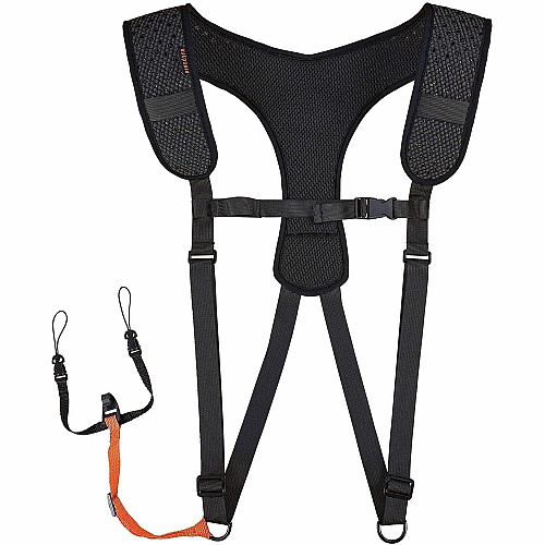 Ergodyne Squids 3142 Padded Shoulder Barcode Scanner Harness & Lanyard Adjustable - Extra Large (XL) - Hook & Loop Attachment - Black - 1 / Each (19253)