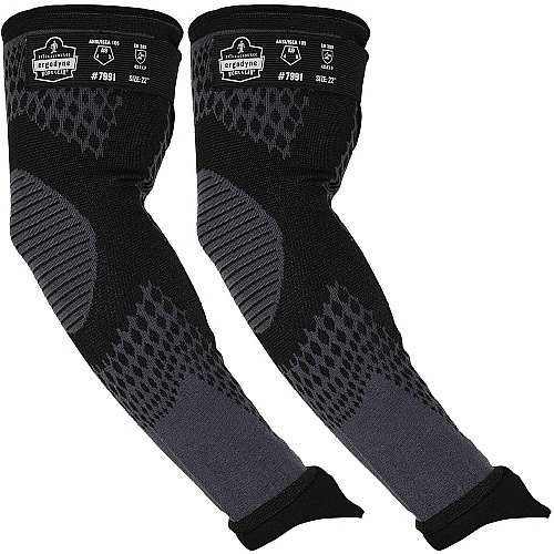 Ergodyne ProFlex 7991 Protective Arm Sleeve 22" Length - Black - Tungsten Fiber - Machine Washable, Cut Resistant, Comfortable, Adjustable Fit, Abrasion Resistant, Breathable (17999)