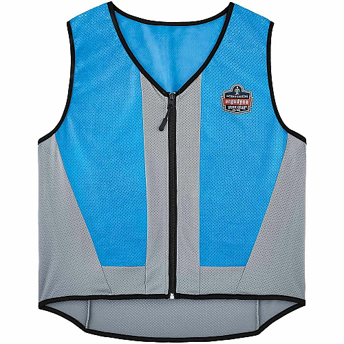 Ergodyne Chill-Its 6667 Wet Cooling Vest Recommended for: Construction, Landscaping, Roofing, Gardening, Hiking, Sport - Small - Heat, Heat Stress, Warm Temperature Protection - Zipper Closure - Polyvinyl Alcohol (PVA), Nylon, Polyester, Spandex - (12720)