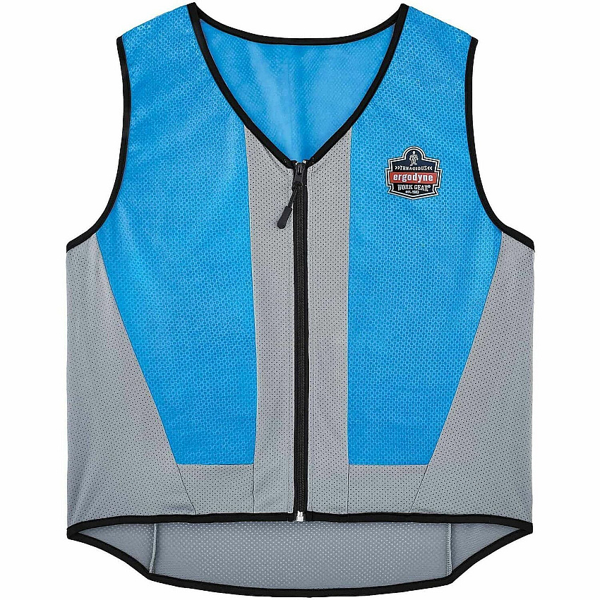 Ergodyne Chill-Its 6667 Wet Cooling Vest Recommended for: Construction, Landscaping, Roofing, Gardening, Hiking, Sport - Small - Heat, Heat Stress, Warm Temperature Protection - Zipper Closure - Polyvinyl Alcohol (PVA), Nylon, Polyester, Spandex - (12720)