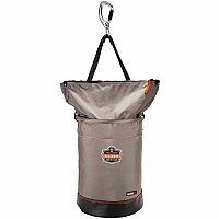 Ergodyne Arsenal Carrying Case Rugged (Bucket) Tools - Gray Drop Resistant, Spill Resistant, Tangle Resistant, Rust Resistant - 1200D Nylon, Synthetic Leather, Tarpaulin, Nickel Body - D-ring, Carabiner Clip, Handle - 17" Height x 12.5" Diameter - (15977)