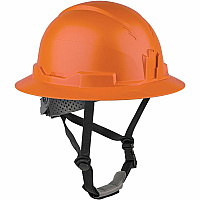 Ergodyne Skullerz 8963 Type 2 Full-Brim Safety Helmet Recommended for: Construction, Utility, Oil & Gas, Forestry, Mining, General Purpose - Impact, Head, Sun, Rain Protection - Expanded Polystyrene Foam (EPS), Polyester - Orange - Impact Resistan (60542)