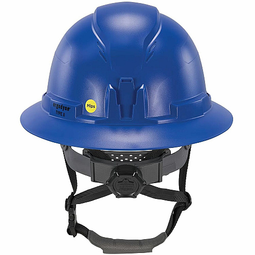 Ergodyne Skullerz 8963-MIPS Type 2 Full-Brim Safety Helmet Recommended for: Construction, Utility, Oil & Gas, Forestry, Mining, General Purpose - Head, Impact, Sun, Rain Protection - Expanded Polystyrene Foam (EPS) - Blue - Adjustable Ratchet, Rat (60603)