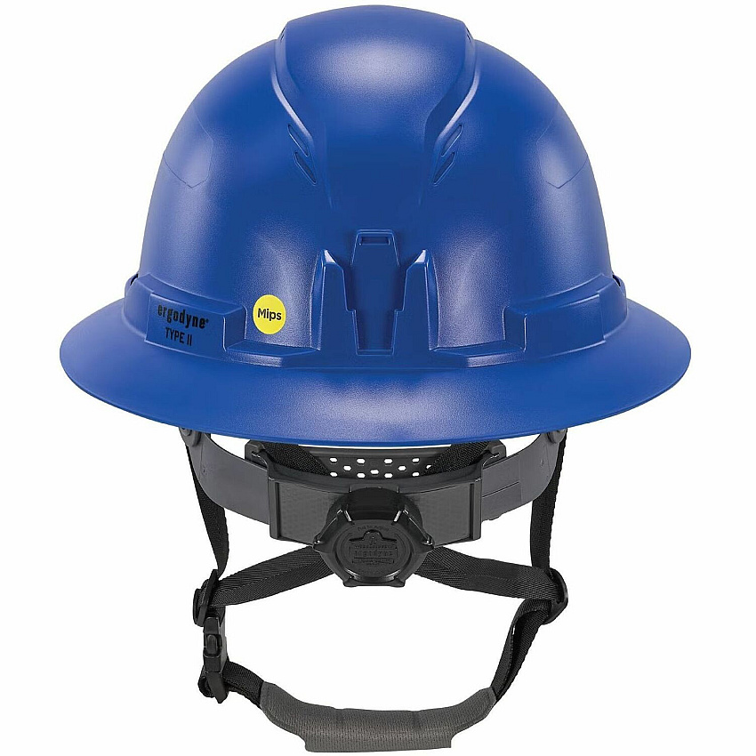 Ergodyne Skullerz 8963-MIPS Type 2 Full-Brim Safety Helmet Recommended for: Construction, Utility, Oil & Gas, Forestry, Mining, General Purpose - Head, Impact, Sun, Rain Protection - Expanded Polystyrene Foam (EPS) - Blue - Adjustable Ratchet, Rat (60603)