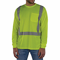 Ergodyne GloWear 8284 Essential Hi-Vis Long-Sleeve T-Shirt 2XL Size - Unisex - Polyester, Fabric - Lime (21876)