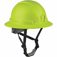 Ergodyne Skullerz 8963 Type 2 Full-Brim Safety Helmet Recommended for: Construction, Utility, Oil & Gas, Forestry, Mining, General Purpose - Impact, Head, Sun, Rain Protection - Expanded Polystyrene Foam (EPS), Polyester - Lime - Impact Resistant, (60541)