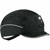 Ergodyne Skullerz 8965F(x) Bump Cap Hat with LED Light Recommended for: Mechanic, Baggage Handling, Food Processing, Manufacturing, Inspection - Head, Heat Protection - Hook & Loop Closure - Polyethylene, Foam, Polyester Mesh - Black - LED Light,  (23472)