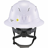 Ergodyne Skullerz 8964-MIPS Type 2 Full-Brim Safety Helmet Recommended for: Construction, Utility, Oil & Gas, Forestry, Mining, General Purpose - Head, Impact, Sun, Rain Protection - Expanded Polystyrene Foam (EPS) - White - Adjustable Ratchet, Ra (60610)