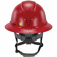 Ergodyne Skullerz 8963-MIPS Type 2 Full-Brim Safety Helmet Recommended for: Construction, Utility, Oil & Gas, Forestry, Mining, General Purpose - Head, Impact, Sun, Rain Protection - Expanded Polystyrene Foam (EPS) - Red - Adjustable Ratchet, Ratc (60604)