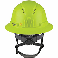 Ergodyne Skullerz 8964-MIPS Type 2 Full-Brim Safety Helmet Recommended for: Construction, Utility, Oil & Gas, Forestry, Mining, General Purpose - Head, Impact, Sun, Rain Protection - Expanded Polystyrene Foam (EPS) - Lime - Adjustable Ratchet, Rat (60611)